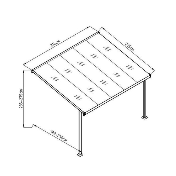 3140 L x 2550 W Aluminium Canopy, Patio cover, Carport, Lean To Pergola,8mm Roof Carousel 2