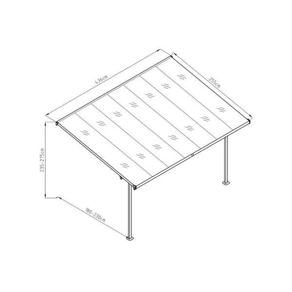 4360 L x 2550 W Aluminium Canopy, Patio cover, Carport, Lean To Pergola,8mm Roof Carousel 2