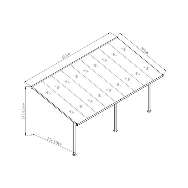 5570L x 3050W Aluminium Canopy, Patio cover, Carport, Lean To Pergola,8mm Roof Carousel 2