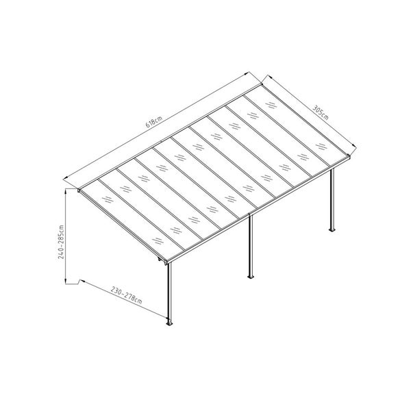 6180L x 3050W Aluminium Canopy, Patio cover, Carport, Lean To Pergola,8mm Roof Carousel 2