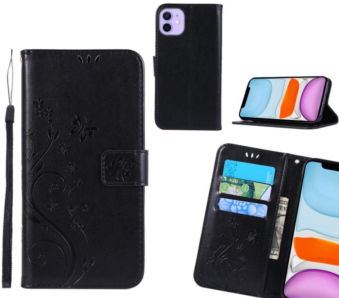 iPhone 12 Case Embossed Butterfly Wallet Leather Cover Carousel 1