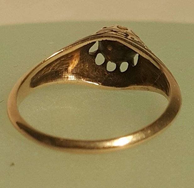 Antique Gold Rose Cut Diamond Enamel Ring Carousel 15