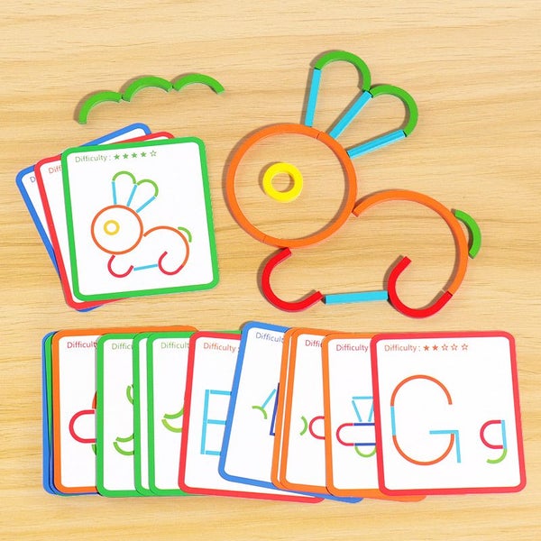Wooden Creative Sticks And Rings Puzzle Intelligence Game Montessori Carousel 2