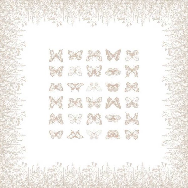 La Cuca Beige Cotton Printed Tablecloth Butterfly 250x160cm Carousel 1
