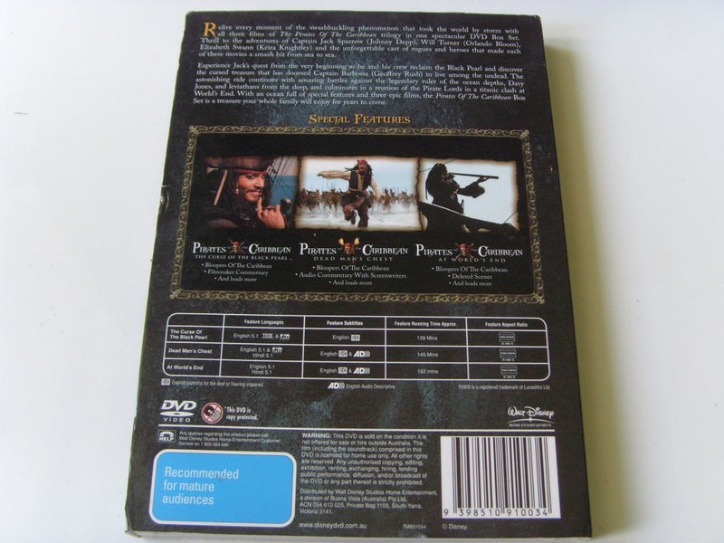 Pirates Of The Caribbean Three Movie Collection 6 DVD Set62940496780674111