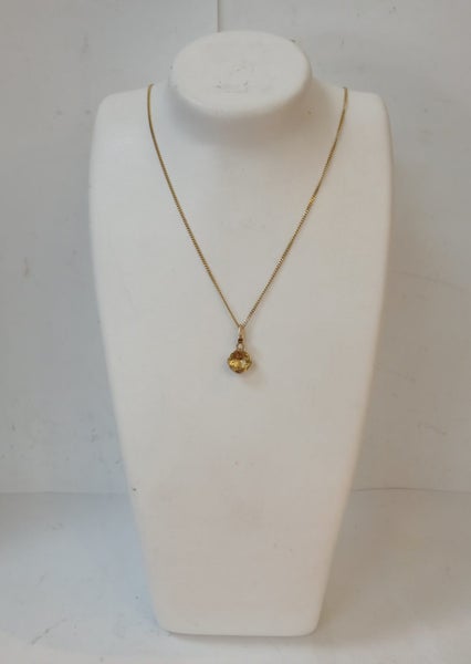 14ct Yellow Gold Necklace & Citrine Pendant - 4.14gm - 48cm - 164941 Carousel 1