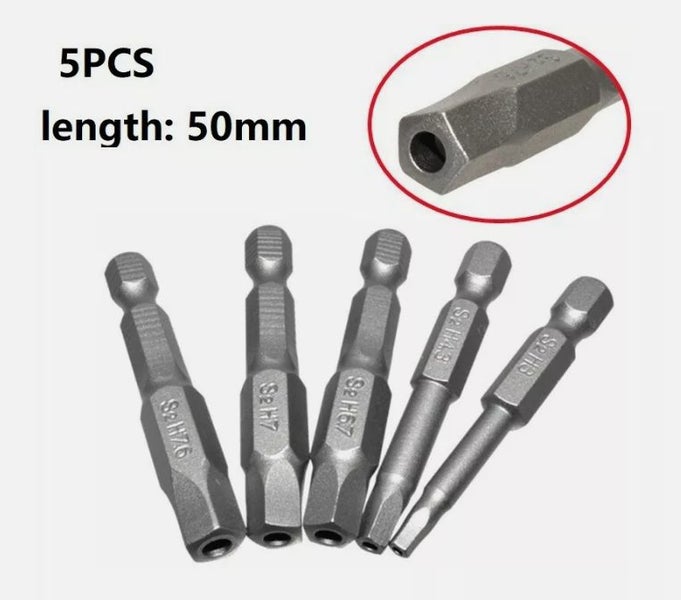 5PCS 50mm S2 Steel Pentagonal Screwdriver Bit Set Carousel 1