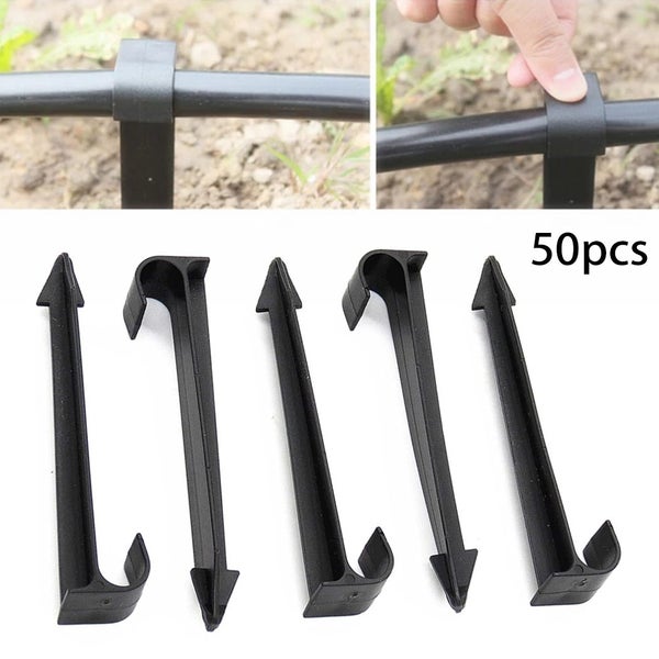50pcs/set DN16 C-type Ground Stakes For PE Pipe Drip Irrigation Hose Carousel 1