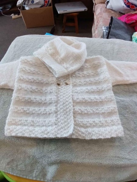 Hand Knitted Cardigan and Beanie Carousel 1