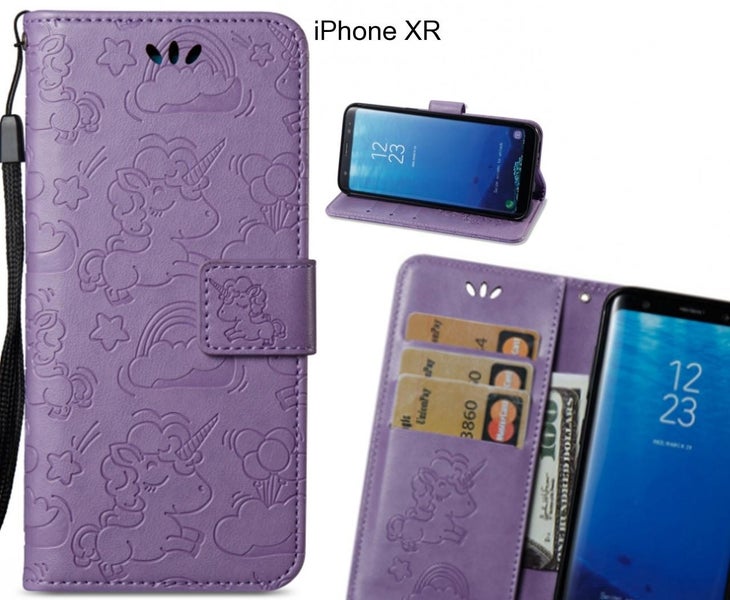 iPhone XR Case Leather Wallet case embossed unicon pattern Trade