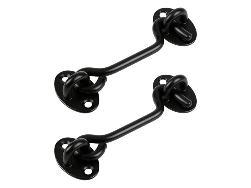 2Pcs 4inch Cabin Hook Eye Latch Shed Gate Hook Window Barn Door Latch Black Carousel 2