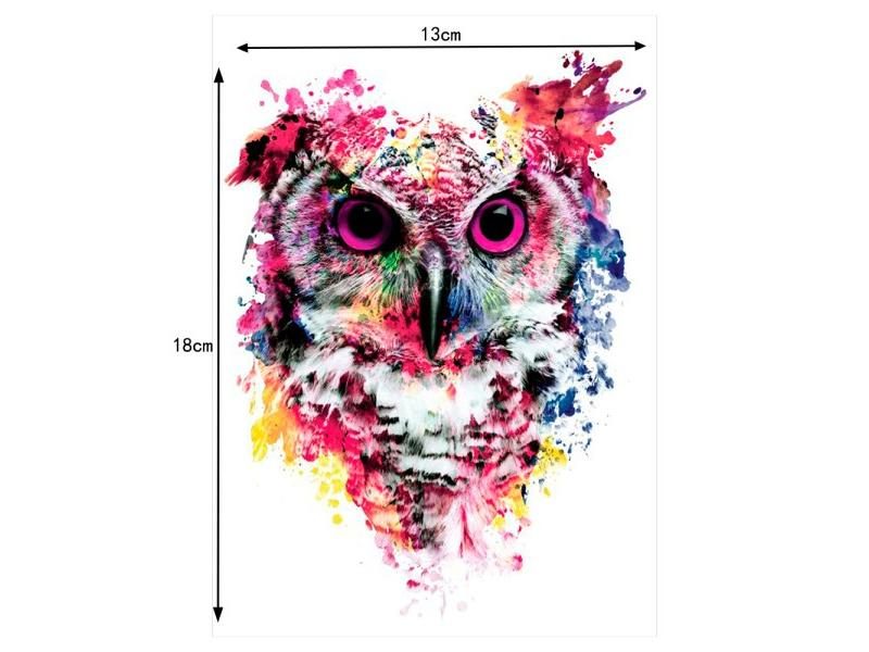 1 Sheet Colorful Drawing Temporary Tattoo Women Men Body Art Owl Design KM-014 Carousel 1