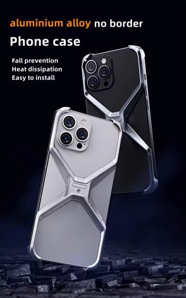 Aluminum Alloy X-shaped Metal Frame Phone Case for iPhone 15 Pro(Silver) Carousel 2