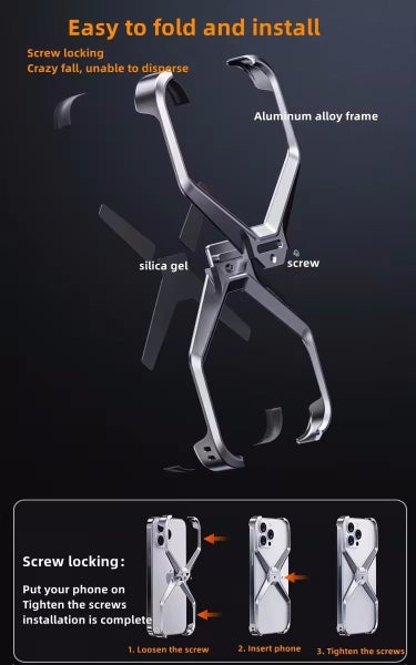 Aluminum Alloy X-shaped Metal Frame Phone Case for iPhone 15 Pro(Silver) Carousel 6