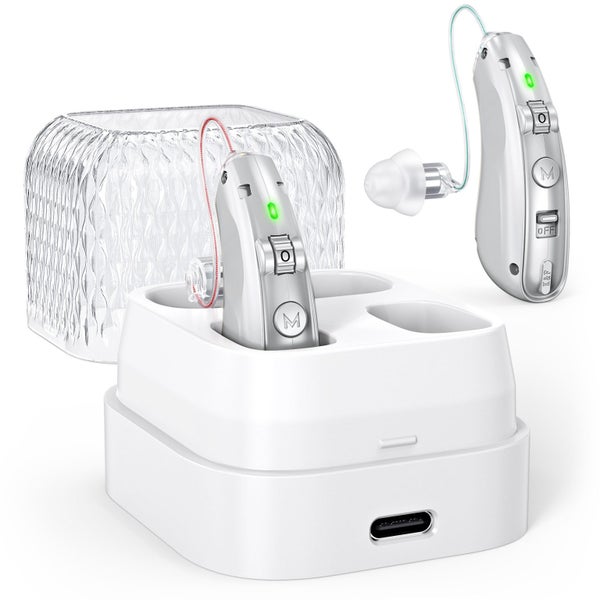 Rechargeable Hearing Aids for Seniors Digital Hearing Amplifiers (Silver) Carousel 1