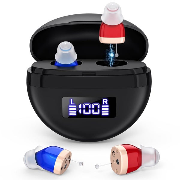 Hearing Aid for Seniors Rechargeable In-ear Hearing Aids with Charging Case Carousel 1