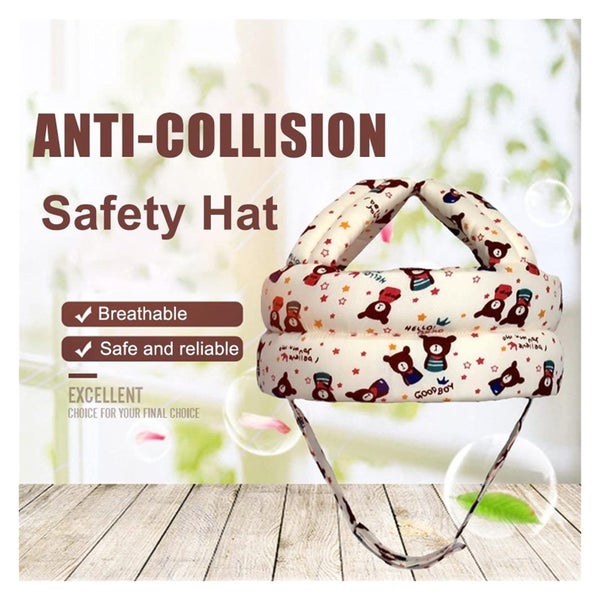 Kids Cap Anti-collision Protective Hat Safety Helmet Adjustable Beige Bear Style Carousel 2
