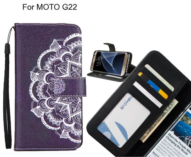 MOTO G22 case 3 card leather wallet case printed ID Carousel 1