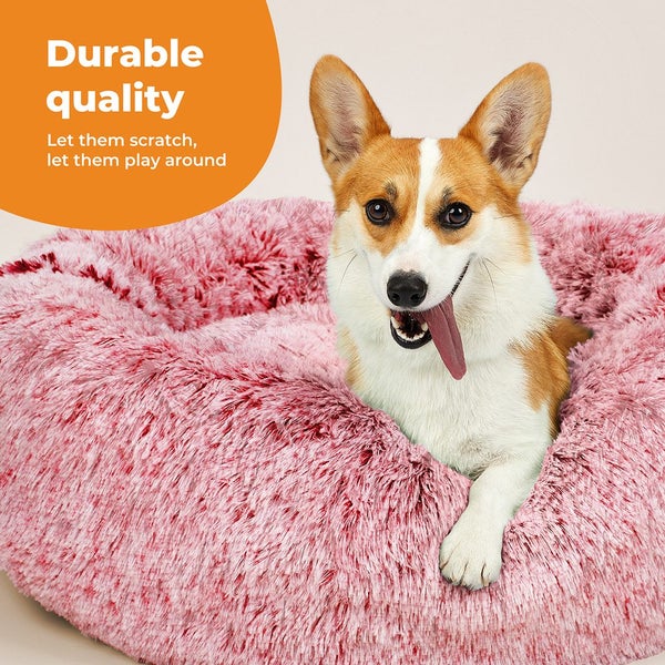 Pawz Pet Bed Cat Dog Donut Nest Calming Mat Soft Plush Kennel Brown Size XL Carousel 10