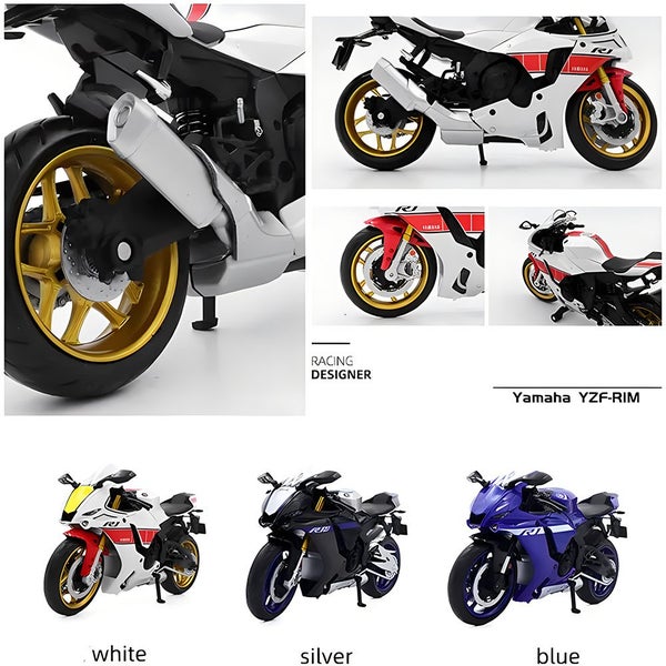 1/12 Scale Yamaha YZF-R1M Motorcycle Model Toy Alloy Diecast Carousel 7