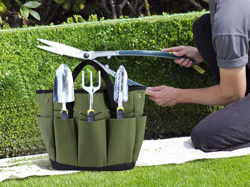 Multi Pockets Gardening Tool Bag Planting Tool Storage Tote Bag Army Green Carousel 2