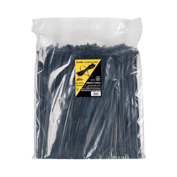 STANWAY UV Black Cable Tie (288mm x 4.6mm) - 500 Pack Carousel 1
