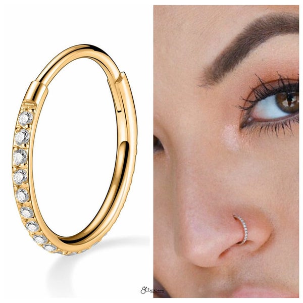 CZ Paved Hinged Segment Nose Hoop Ring Carousel 5