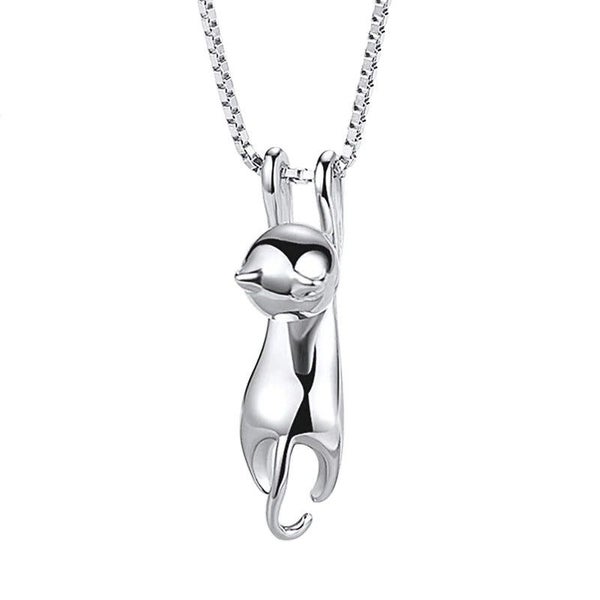 Hang In There Necklace - Silver, Cat, Kitty, Jewellery, Subtle, Classy Carousel 6