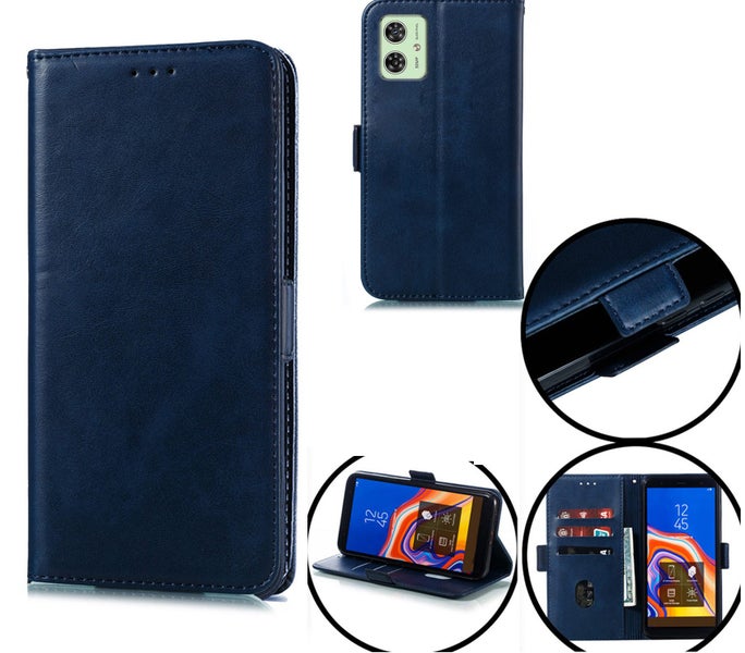 moto g54 wallet case card slot kickstand side magnet buckle nvy Carousel 1