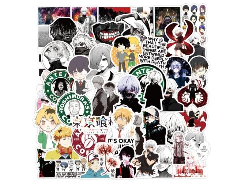 10 30 50pcs Pack Japanese Anime Tokyo Ghoul Stickers For Various Items Carousel 1
