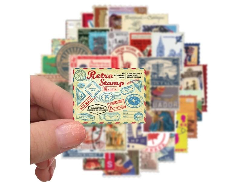 10/30/50pcs Vintage Retro Travel Stamp Stickers DIY Sticker Decals Carousel 1