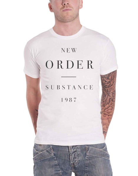 New Order T Shirt Substance 1987 Band Logo new Official Mens White Carousel 1