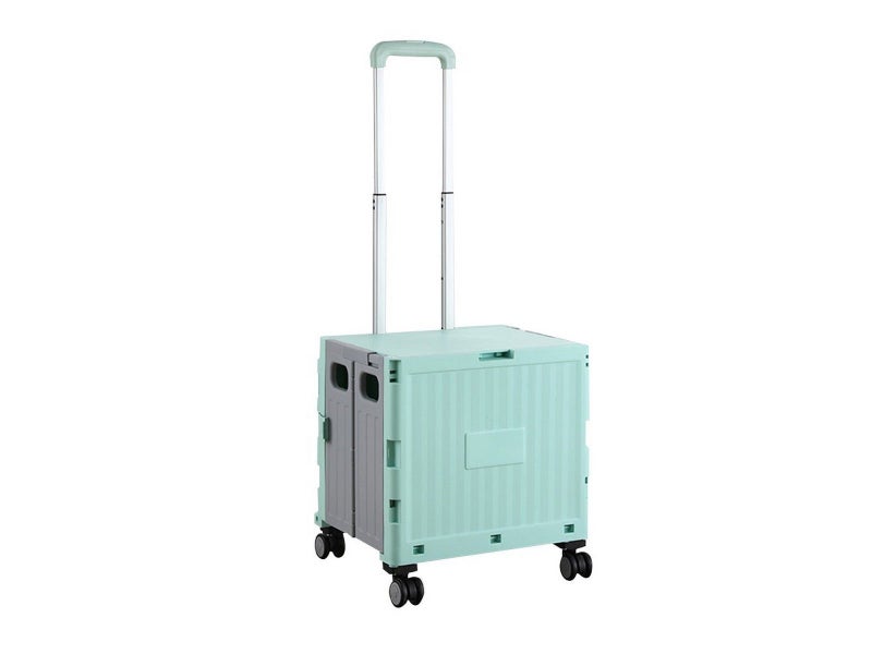 Folding Utility Cart Rolling Crate Handcart with Lid for Camping Shopping Green Carousel 1