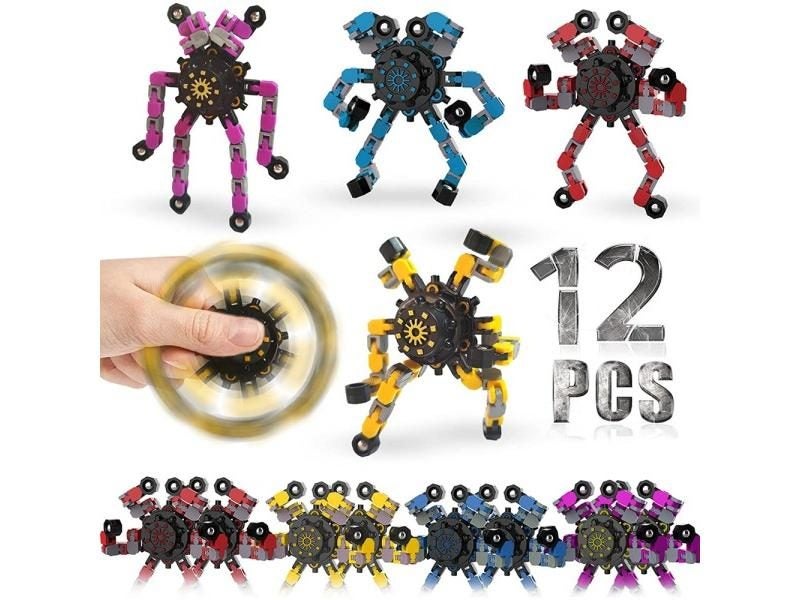 12/16PCS Funny Sensory Fidget Toys Deformable Chain Robot Spinners Fingertip Carousel 1
