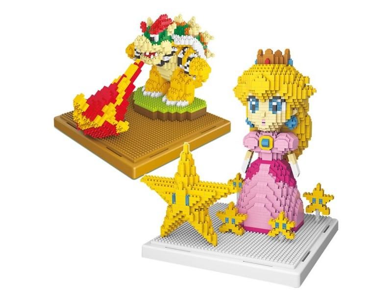 Mini Block Anime King Bowser Model Princess Peach Building Bricks Kids Toys Carousel 1
