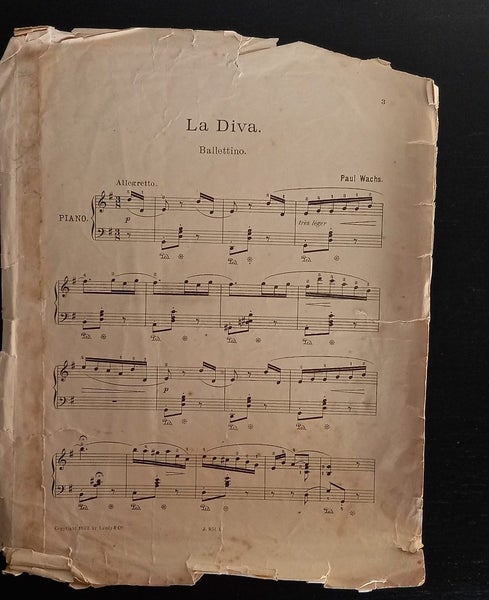 Old classical sheet music - La Diva. Ballettino. By Paul Wachs. Carousel 1