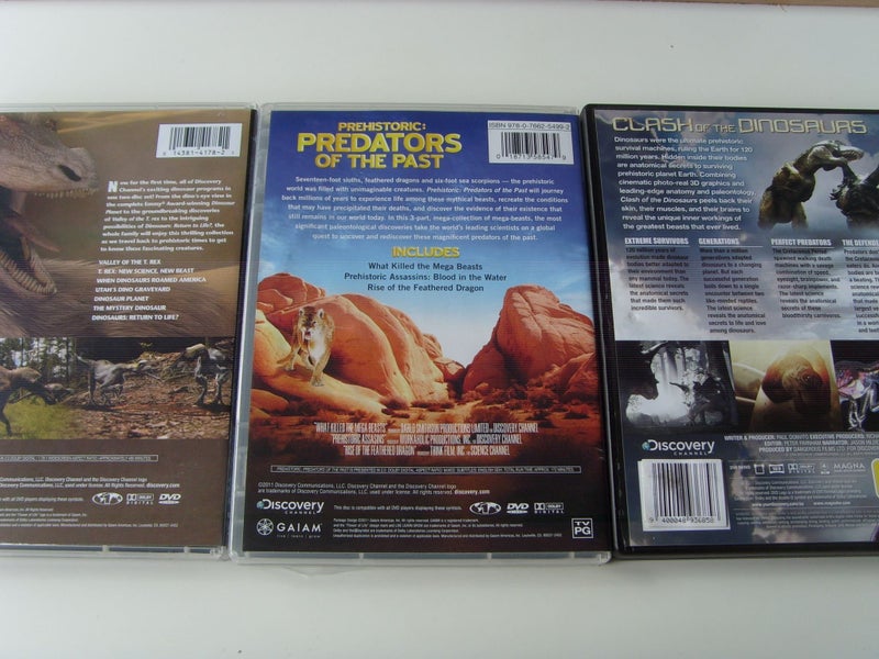 Discovery Dinosaur DVDs x 3 Clash Of, Predators, Essential 5 Discs 800+ Mins.62958561552385111
