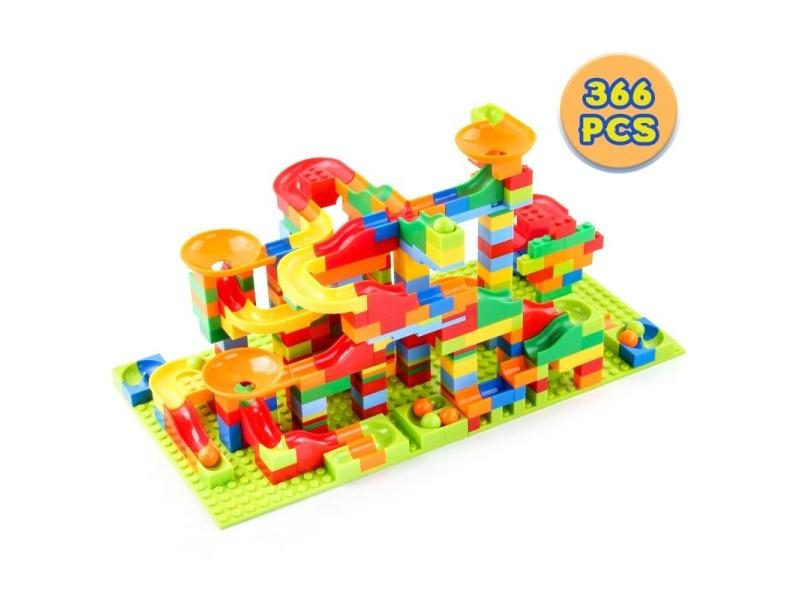 84-504PCS Marble Race Run Blocks Maze Ball Track Toy Compatible City Building Carousel 1