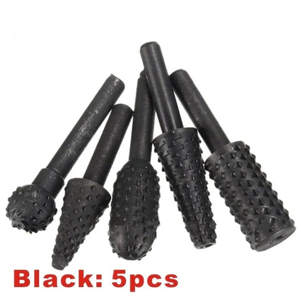 5pcs Woodworking Steel Rotary Rasp File 1/4" Shank Rotor Craft Files Rasp CHK29M Carousel 1