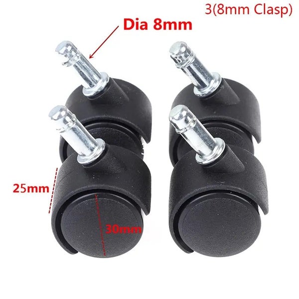 4Pcs 30mm Chair Wheel Furniture Caster Swivel Castor Brake Wheel Replace CHK29M Carousel 15