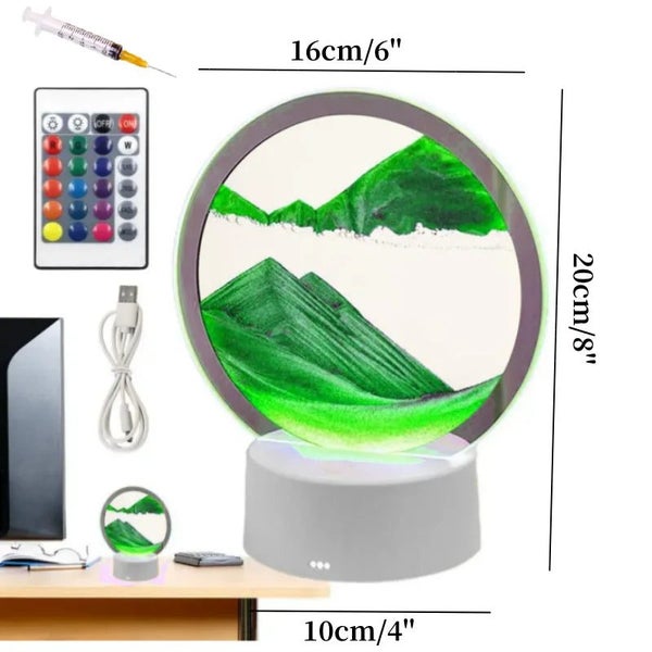RGB 16 Colors 3D Moving Sand Art Frame Led Sandscape Lamp Hourglass Night CHK29M Carousel 2