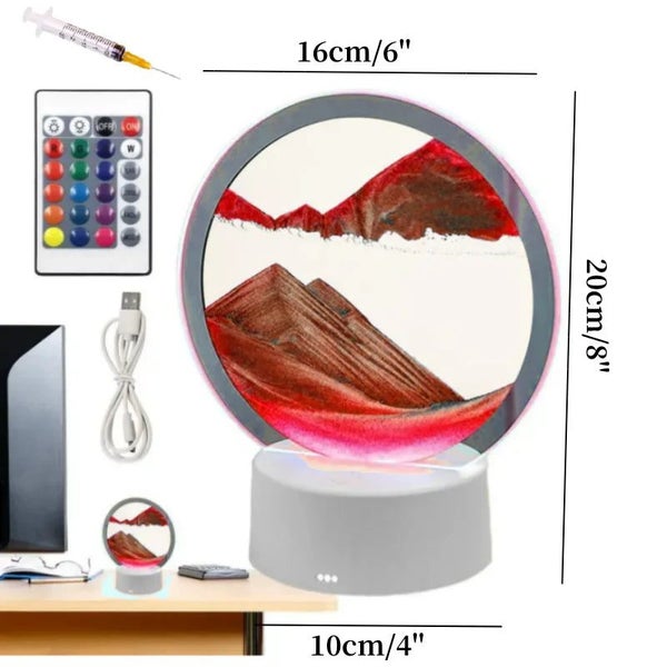 RGB 16 Colors 3D Moving Sand Art Frame Led Sandscape Lamp Hourglass Night CHK29M Carousel 1
