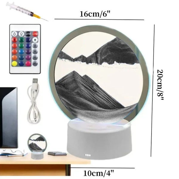 RGB 16 Colors 3D Moving Sand Art Frame Led Sandscape Lamp Hourglass Night CHK29M Carousel 15