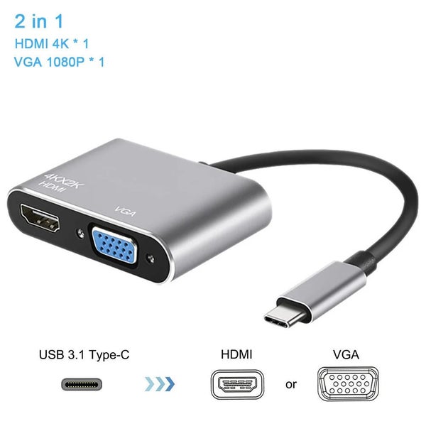 Type-C to 4K HDMI VGA USB 3.0 USB-C Hub 3.5 Audio AUX Jack USB 3.1 PD Ada CHK29M Carousel 1