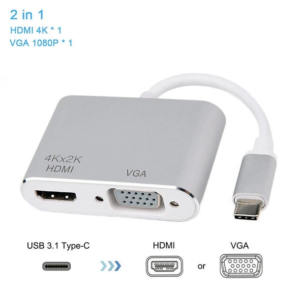 Type-C to 4K HDMI VGA USB 3.0 USB-C Hub 3.5 Audio AUX Jack USB 3.1 PD Ada CHK29M Carousel 2