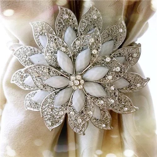 Flower Shaped Magnet Curtain Tieback Rings Spring Rhinestone Steel Wire M CHK29M Carousel 1