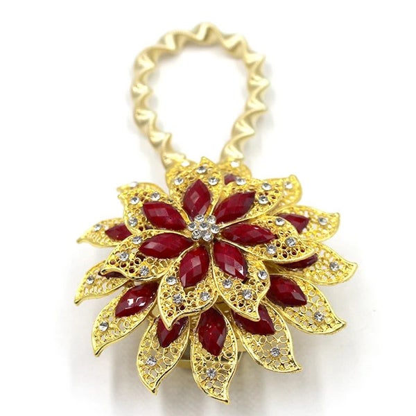 Flower Shaped Magnet Curtain Tieback Rings Spring Rhinestone Steel Wire M CHK29M Carousel 15