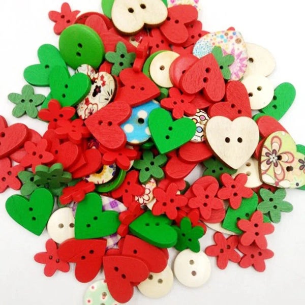 Mixed 2/4 Holes Vintage Mixed Painting Wooden Buttons For Crafts Scrapboo CHK29M Carousel 1