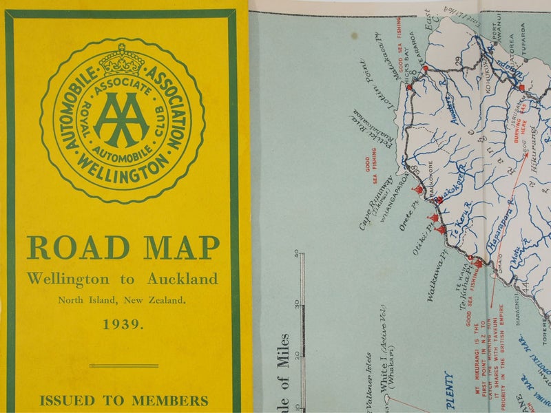 OLD AA ROAD MAP - WELLINGTON TO AUCKLAND 1939 Carousel 2