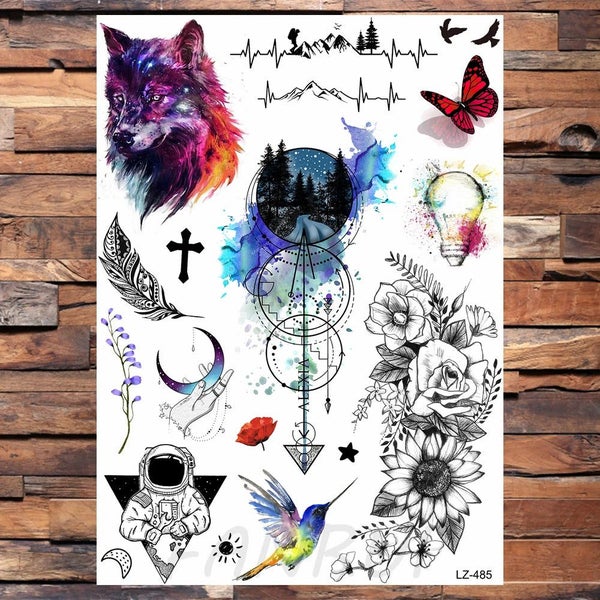 Watercolor Blue Unicorn Horse Temporary Tattoo Stickers Women Men Bdoy Ar CHK29M63615106719361112